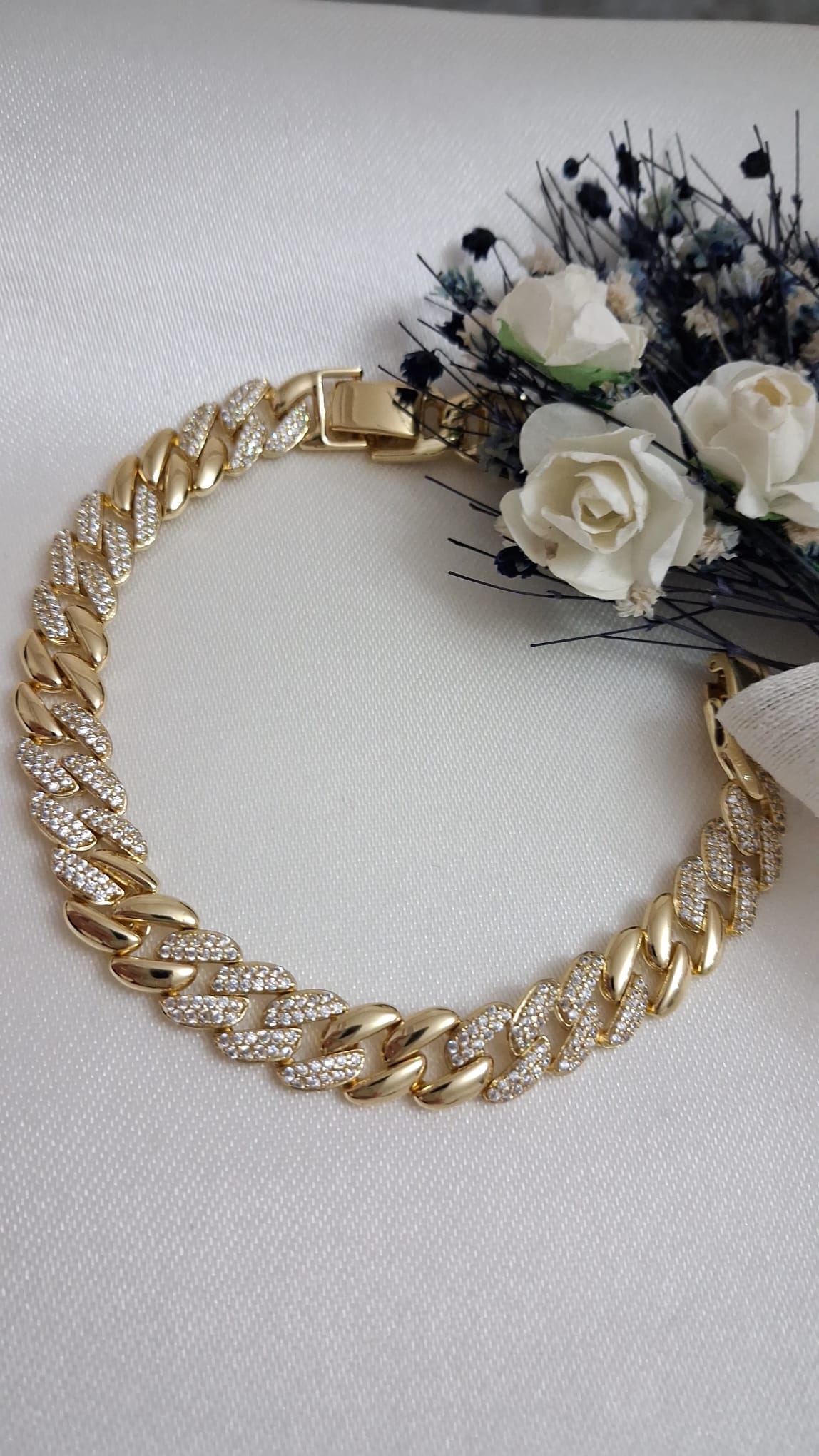 XUPING Bileklik - Küba Zincir Üzeri Mikro Taşlı